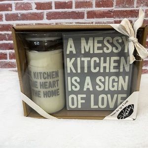 This by Kathy Kitchen Box Sign & Candle Set